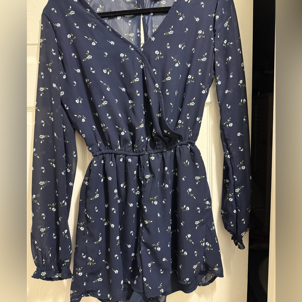 Blue floral romper